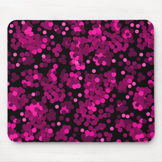 Pink und bordeauxrotes Polka-Dofetti-Muster Mousepad (Vorne)
