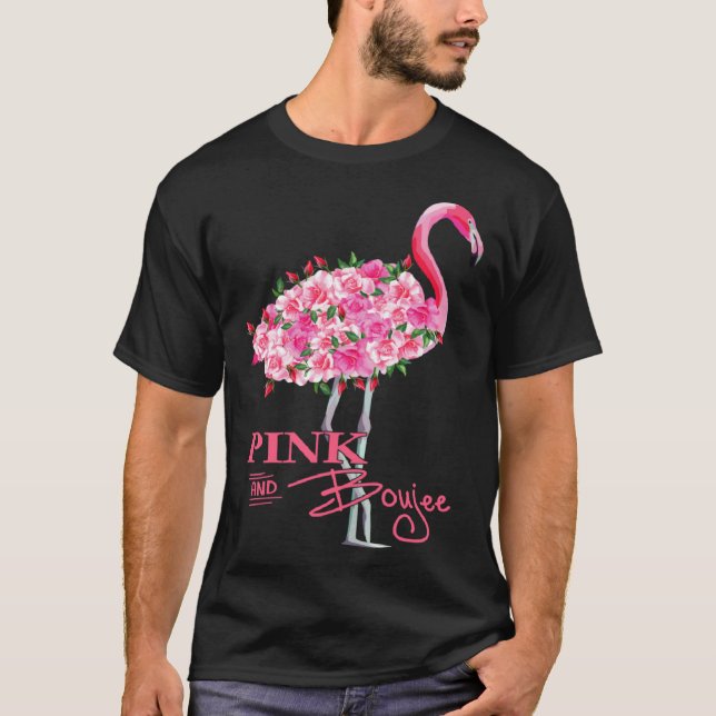 Pink und Boujee Niedlich Flamingo Print T-Shirt (Vorderseite)