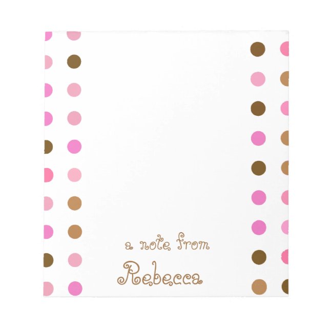 Pink und braun Polka Dot Personalisiert Notepad Notizblock (Vorderseite)