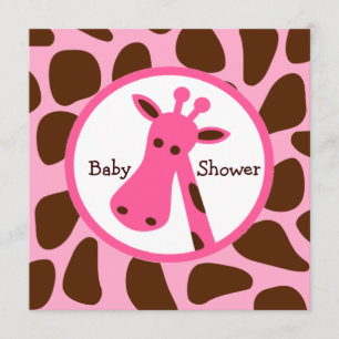 Pink und Brown Giraffe Girl Babydusche Einladung