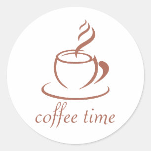 Pink und Brown Kaffee Zeit Square Aufkleber