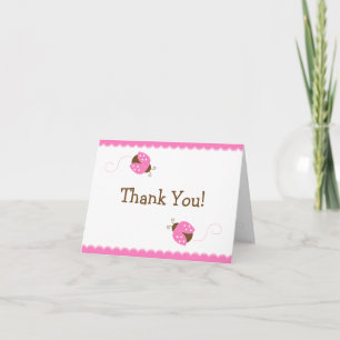 Pink und Brown Ladybug Danke, Note Card Dankeskarte