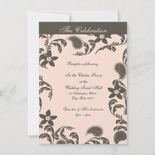 Pink und Brown Paisley Floral Einladung