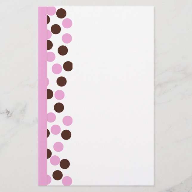 Pink und Brown Polka Dot Stationary Briefpapier (Vorderseite)