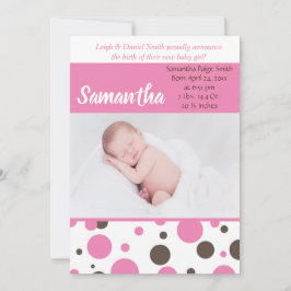 Pink und Brown Polka Dots | Baby Girl Foto Birth Ankündigung