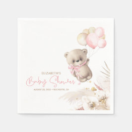 Pink und Brown Teddy Bear Babydusche Serviette
