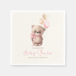 Pink und Brown Teddy Bear Babydusche Serviette
