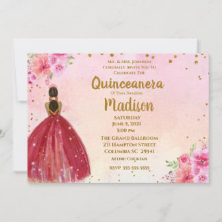 Pink und Burgund Wasserfarbe Blumenkohl Einladung