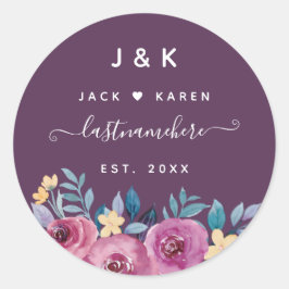 Pink und Burgundy Blush Custom Monogram Runder Aufkleber