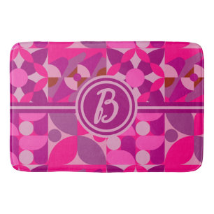 Pink und Burgundy Geometric Bauhaus Style Badematte