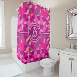 Pink und Burgundy Geometric Bauhaus Style Duschvorhang