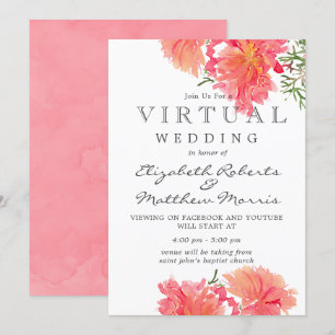 Pink und Coral Dahlias Virtual Wedding Einladung
