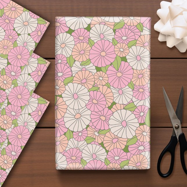 Pink und Coral Whimsical Boho Blume Geschenkpapier Set (Custom Wrapping Paper)