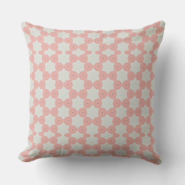 Pink und Cream Geometric Muster Kissen (Vorderseite)
