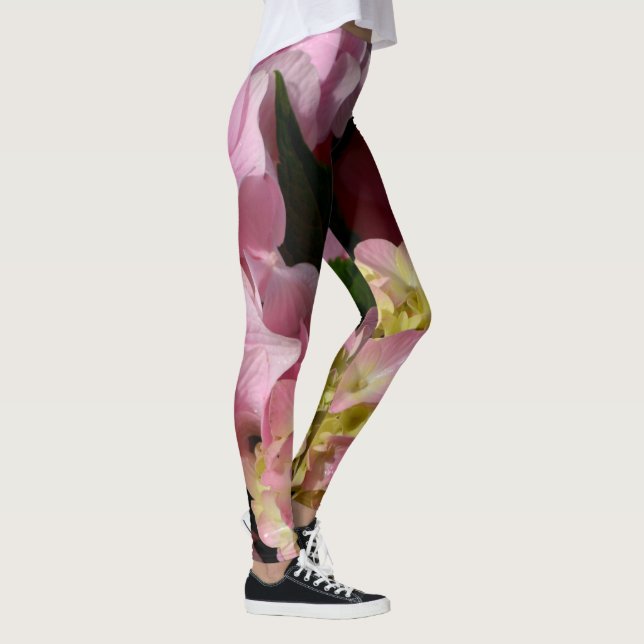Pink und Cream Hydrangeas Leggings (Rechts)