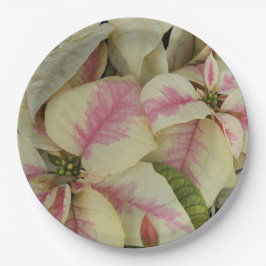 Pink und Cream Poinsettias Floral Pappteller