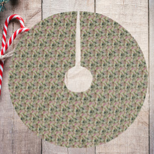 Pink und Creme Variegated Poinsettia Muster Polyester Weihnachtsbaumdecke