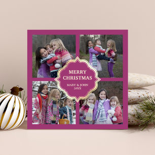 Pink und Creme Weihnachten 4 Quadrat Fotos Collage