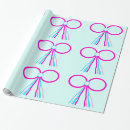 Pink und Cyan Bows Wrapping Paper Geschenkpapier