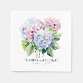 Pink und Dusty Blue Hydrangeas Wedding Serviette