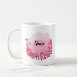 Pink und florale individuell anpassbare Tasse