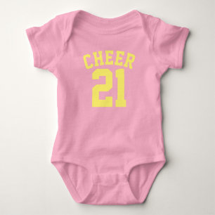 Pink und Gelb Baby   Sports Jersey Design Strampler