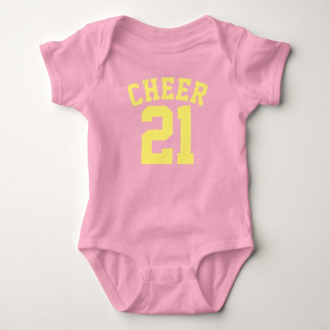 Pink und Gelb Baby | Sports Jersey Design Strampler (Vorderseite)