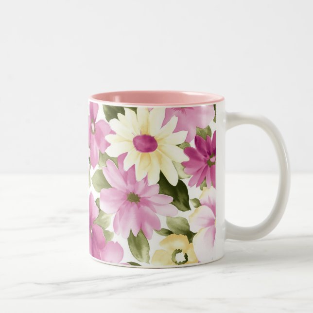 Pink und gelb Blumenmuster Tasse (Rechts)