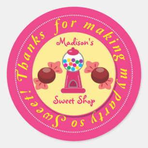 Pink und Gelb Gummiball Süßigkeiten Shop Sticker