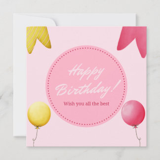 Pink und Gelb Illustrative Geburtstagskarte Einladung