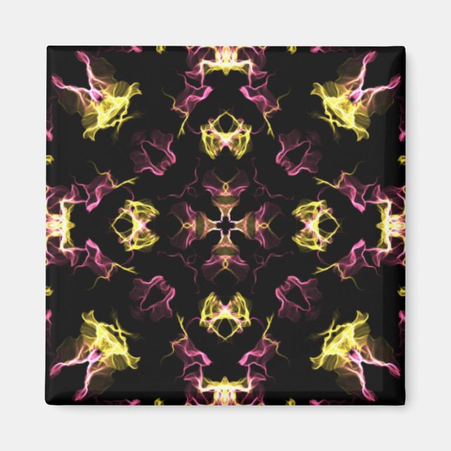 Pink und gelb Mandala Magnet (Vorne)