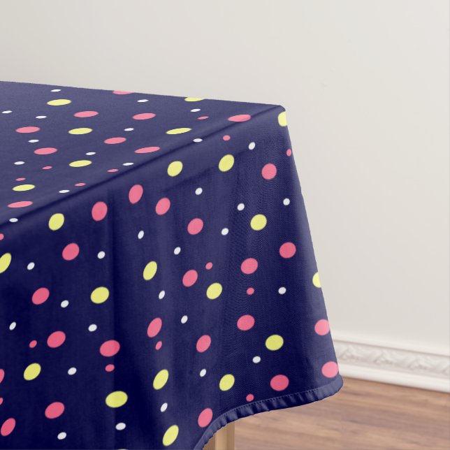 Pink und Gelb Polka Punkte auf Navy Blue Tischdecke (Beispiel)