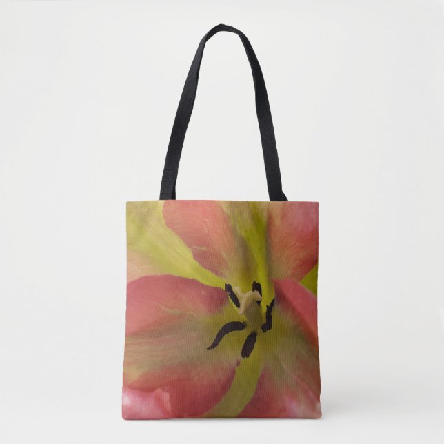 Pink und Gelb Tulip Tote Tag (Vorderseite)