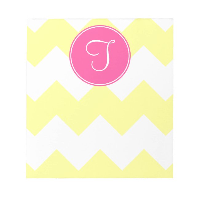 Pink und gelb, Zickzack, Monogram Notepad Notizblock (Vorderseite)