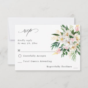 Pink- und gelbe Blumeneinladung ohne Mahlzeit RSVP Karte