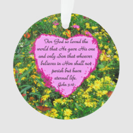 PINK UND GELBE JOHN 3:16 FOTO ORNAMENT