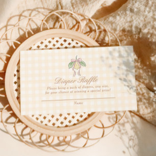 Pink- und gelbe Zitronen-Schleifen-Windel-Raffle Begleitkarte