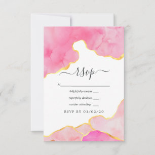 Pink und Gold Agate Hochzeit RSVP Karte
