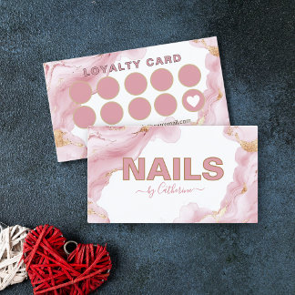 Pink und Gold Agate Nagelsalon Manicurist Treuekarte