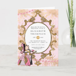 Pink und Gold Alice im Wunderland Kinderdusche Einladung