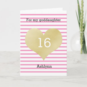 Pink und Gold Alles Gute zum 16. Geburtstag Patenk Karte