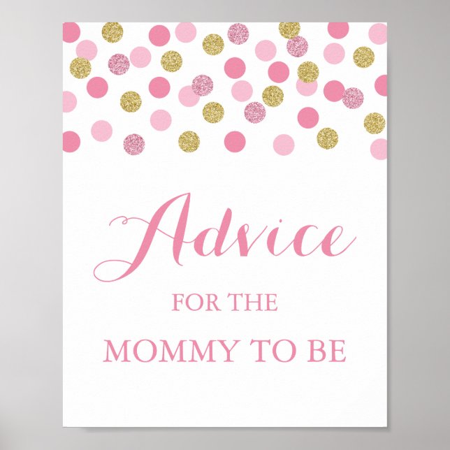 Pink und Gold Baby Duschberatung für Mommy Sign Poster (Vorne)