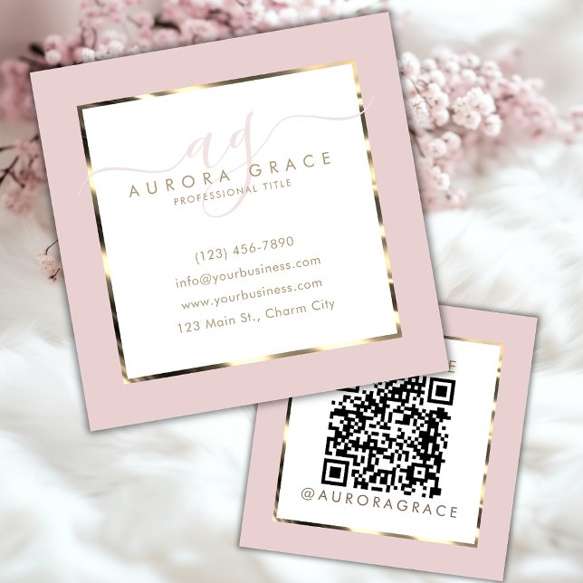 Pink und Gold Beruflich Prestige Quadratische Visitenkarte (Von Creator hochgeladen)