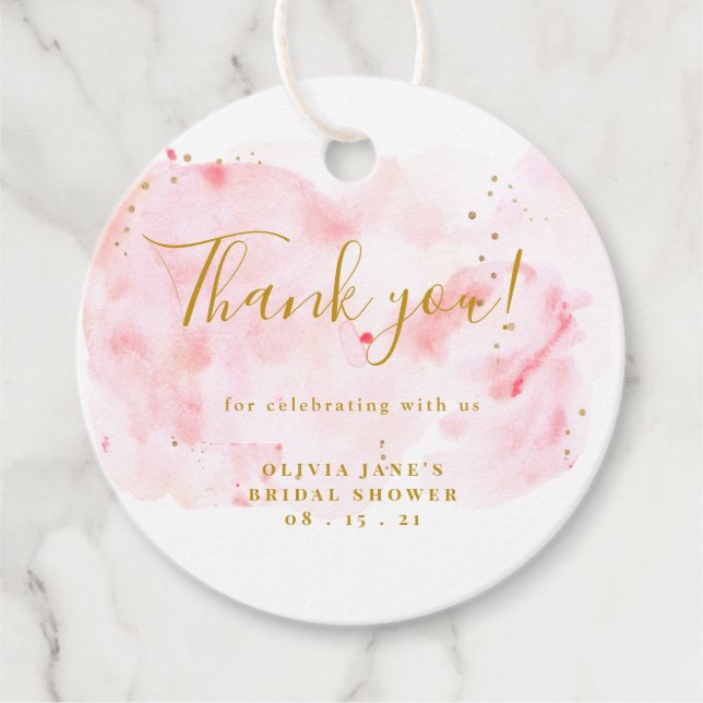 Pink und Gold Brautparty Vielen Dank Geschenkanhänger (Vorderseite)
