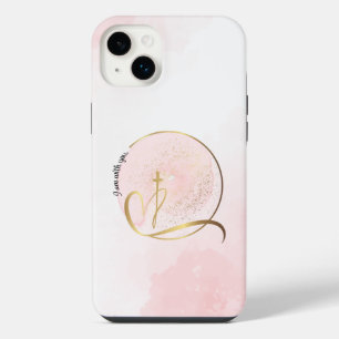 Pink und Gold Cross Phone Case iPhone 14 Plus Hülle