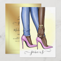Pink und Gold Fashionista Junggeselinnen-Abschied