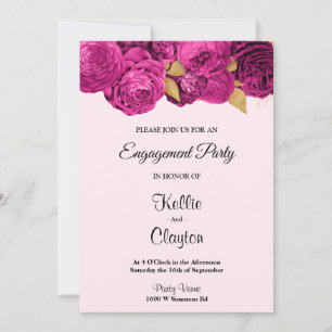 Pink und Gold-Flora-Engagement-Partei Einladung