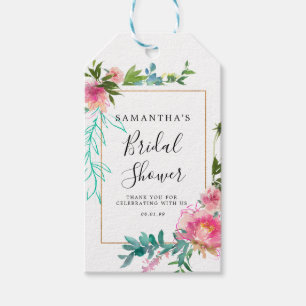 Pink und Gold Floral DIY Brautparty Gefallen Geschenkanhänger