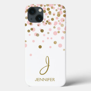 Pink und Gold Foil Girly Confetti Monogram Case-Ma Case-Mate iPhone Hülle