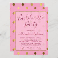 Pink und Gold Foil Polka Dot Junggeselinnen-Abschi